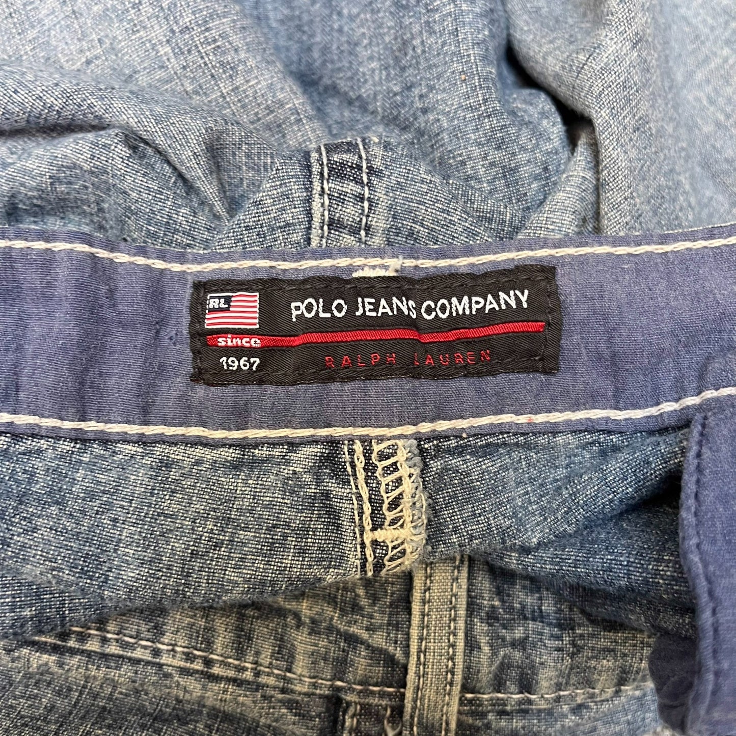Ralph Lauren Freighter Shorts Fits as Mens X-Large 39" Waist Blue Denim Utility