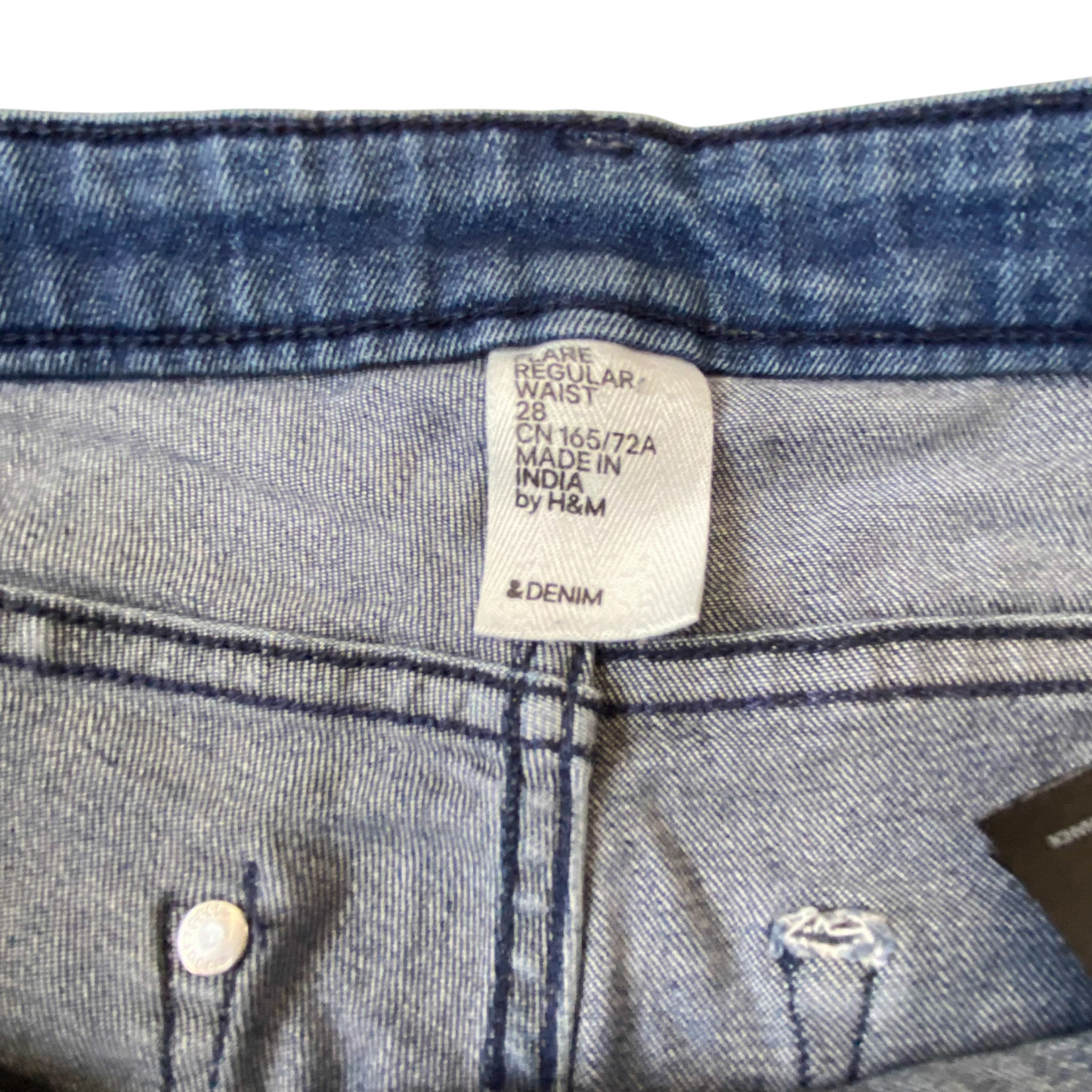 H&M Jeans Womens Large W30 L30 Blue Denim Flared Leg Regular Waist Comfort Fit