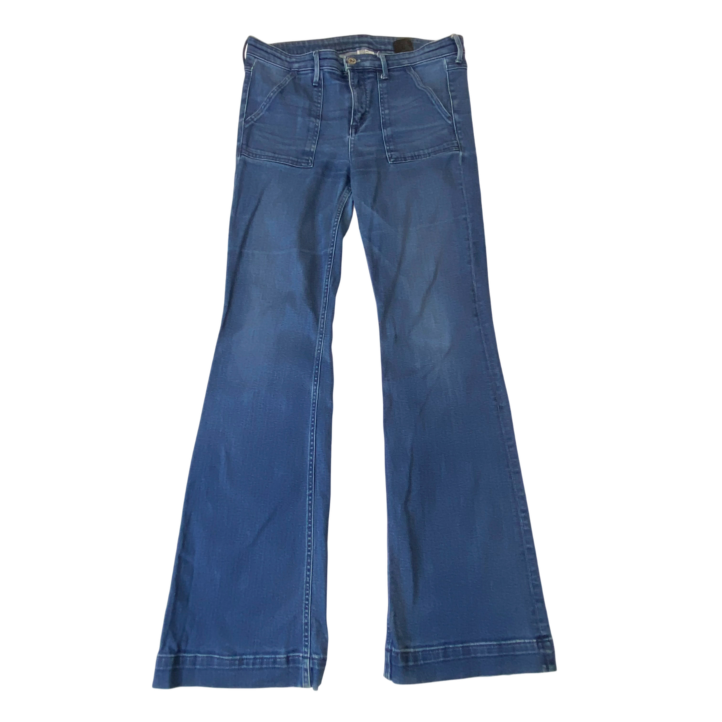 H&M Jeans Womens Large W30 L30 Blue Denim Flared Leg Regular Waist Comfort Fit