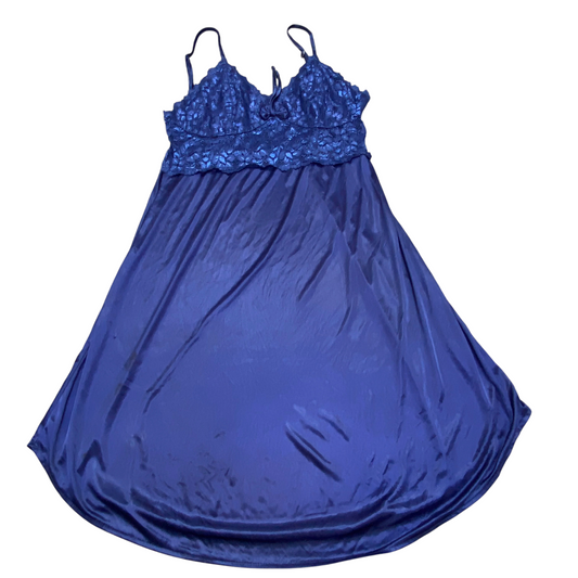 Womens Honeymoon Nightwear S Blue Satin Lace Sleeveless Spaghetti Strap Sexy