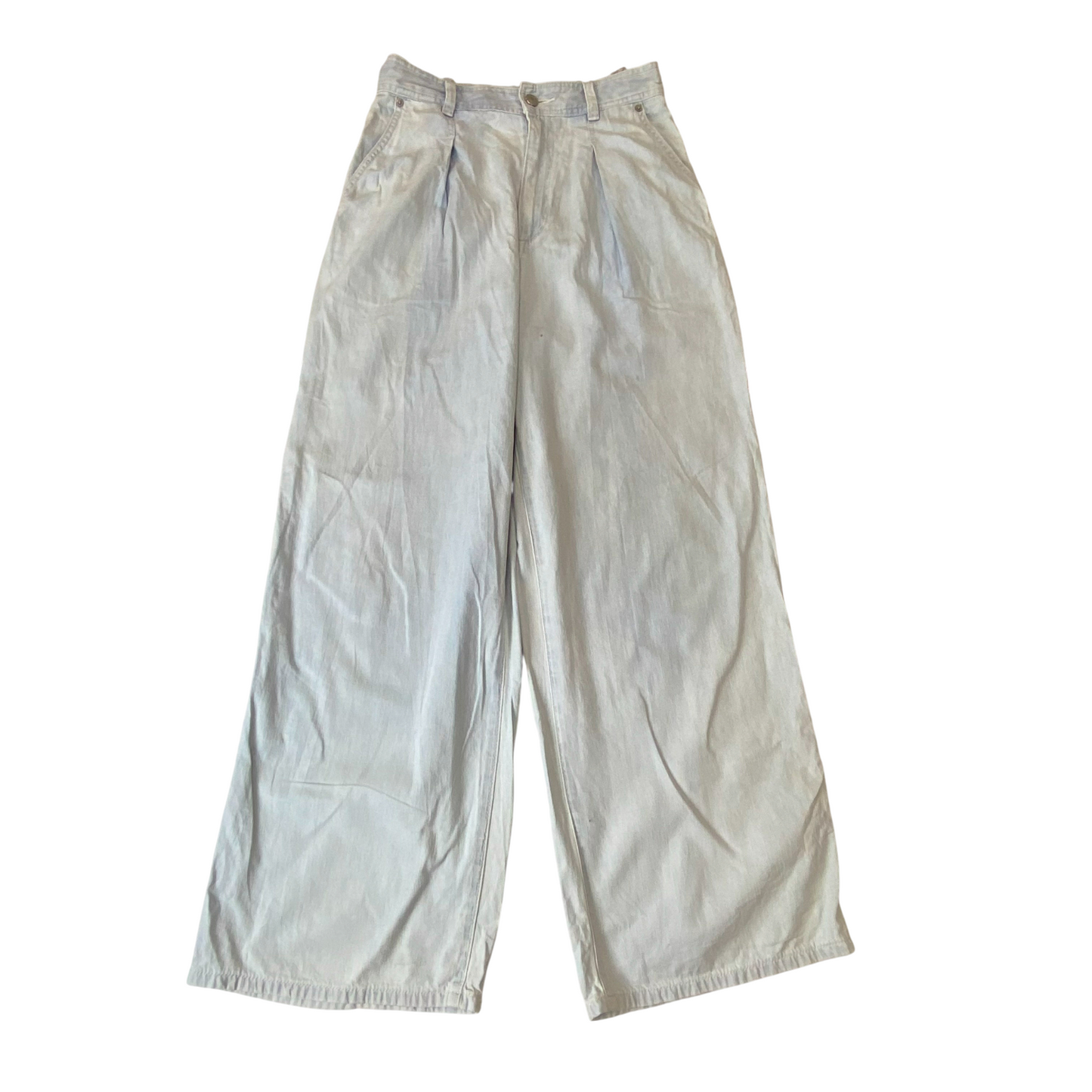 Jeans Womens Medium W26 L28 Blue Denim Pleated Wide Leg Pockets Loose Fit