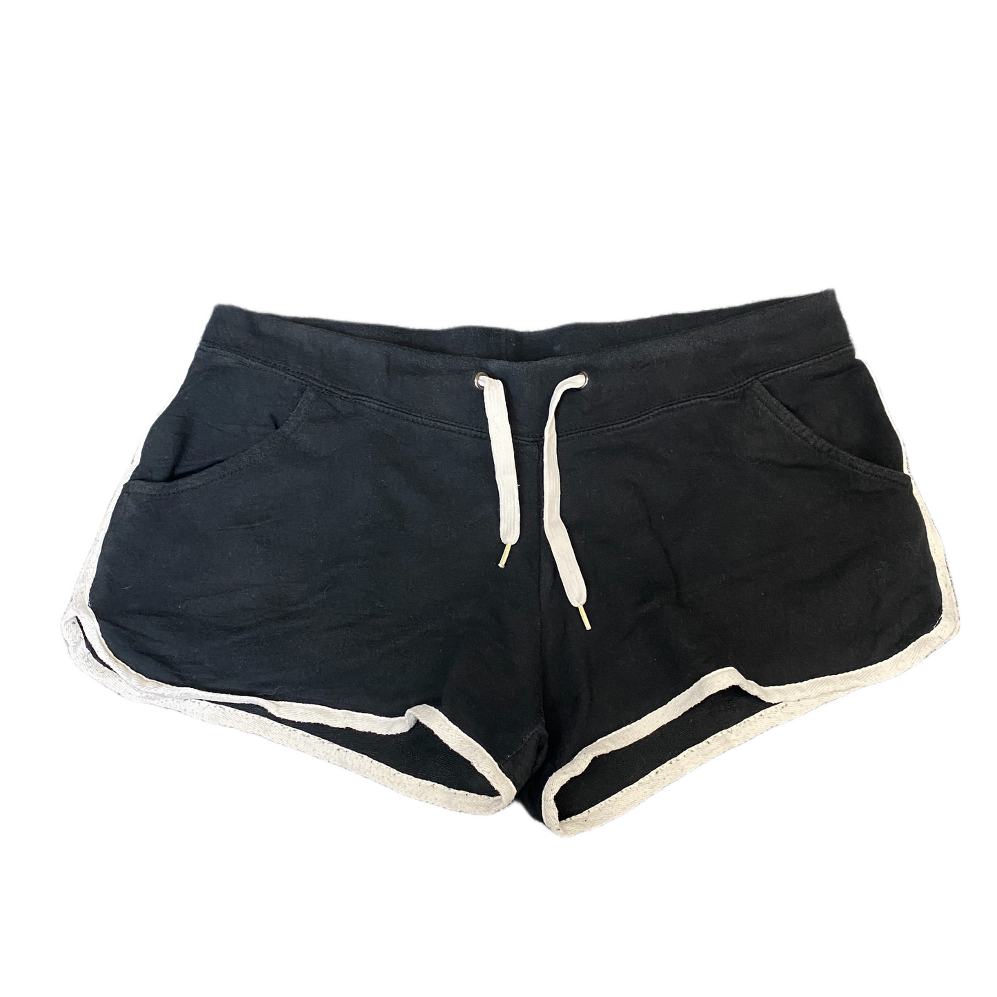 Running Sprinter Shorts Womens XL 34" Waist Black Athletic Workout Dolphin Hem