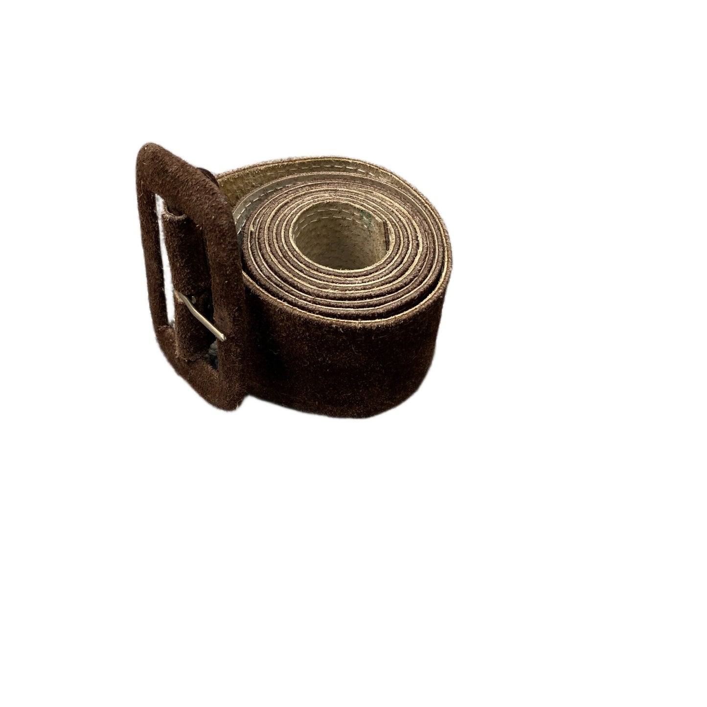 Vintage Waist Belt Mens Chocolate Brown Suede Adjustable Buckle 43 Inches
