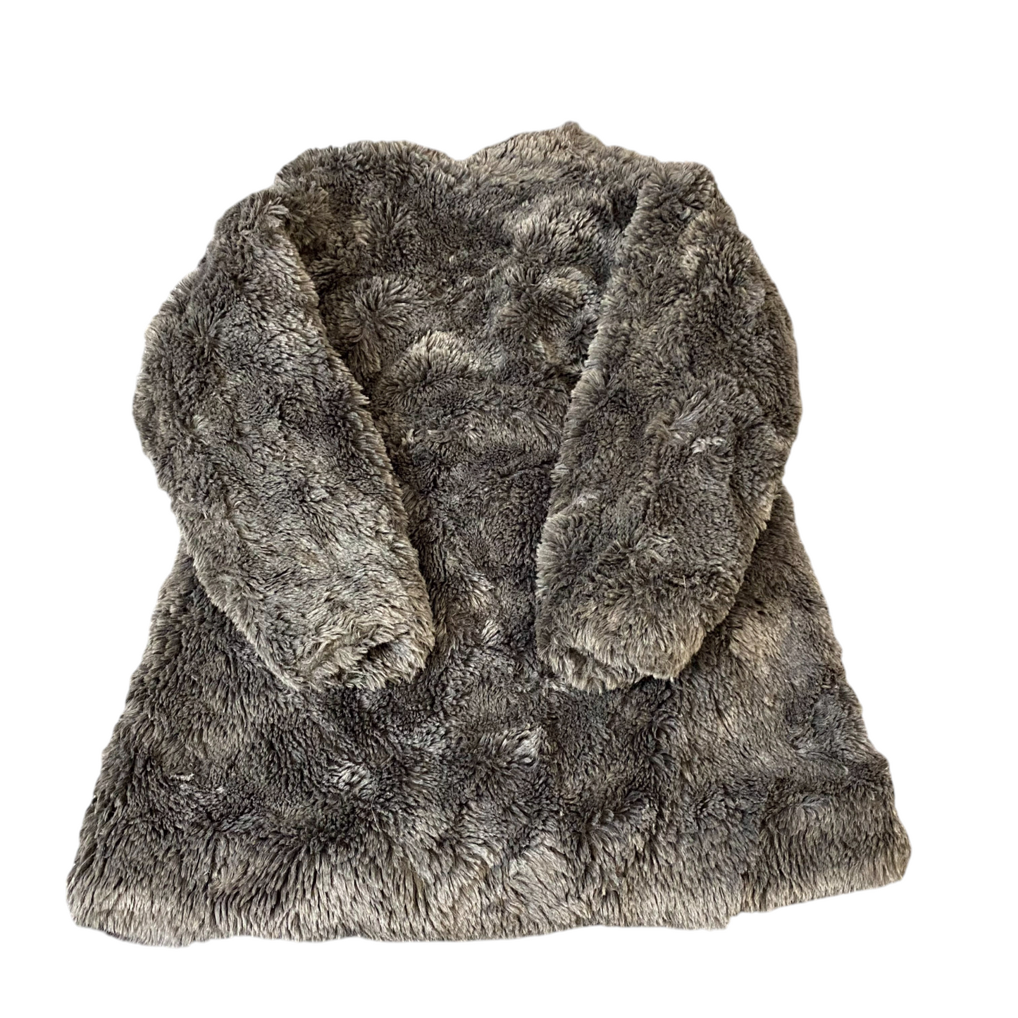Cewo Faux Fur Jacket Womens M Grey Lined Plush Winter Long Sleeve Open Front