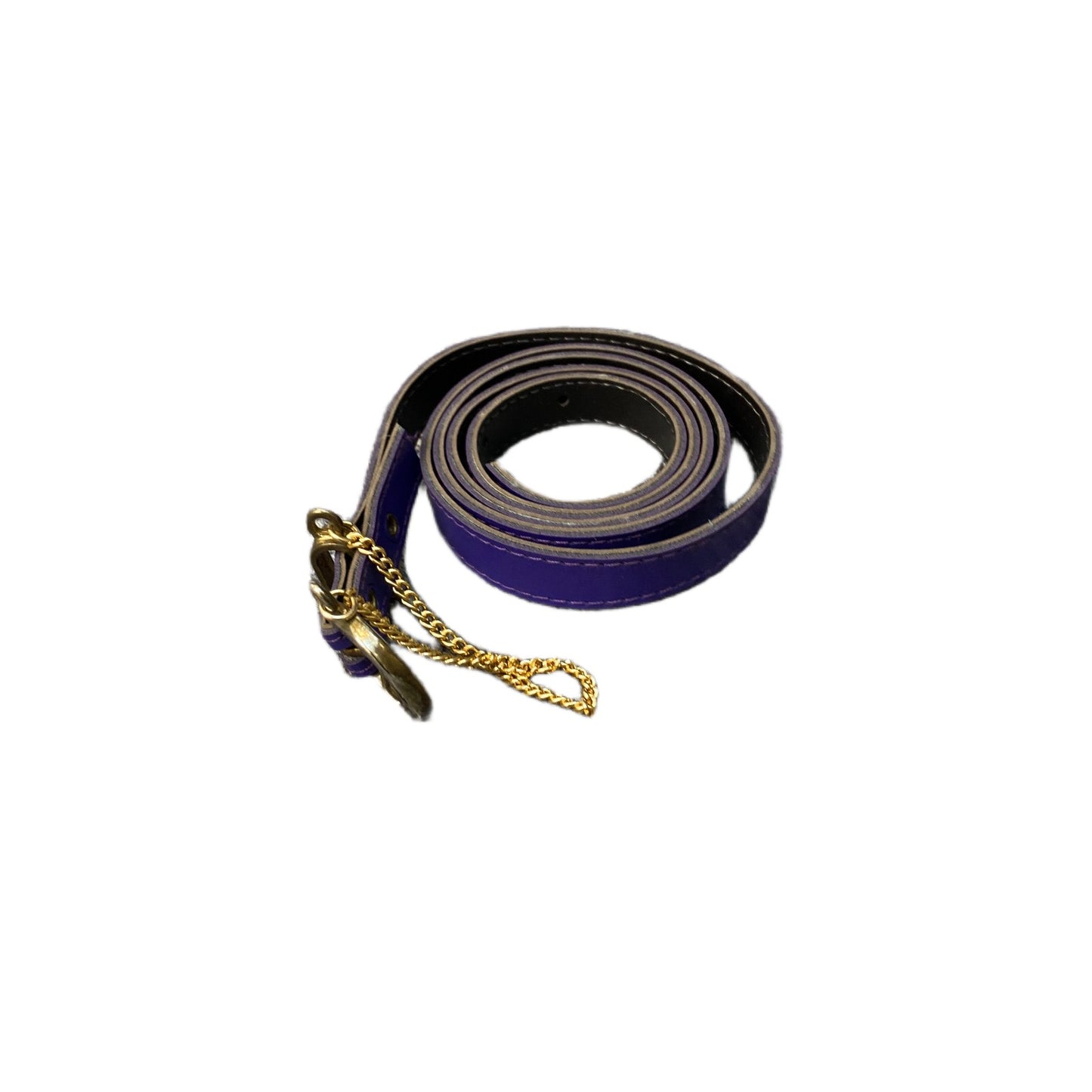 Waist Belt Womens Purple Leather Brass  Gold Tone Chain Loop Buckle 36.5 Inches