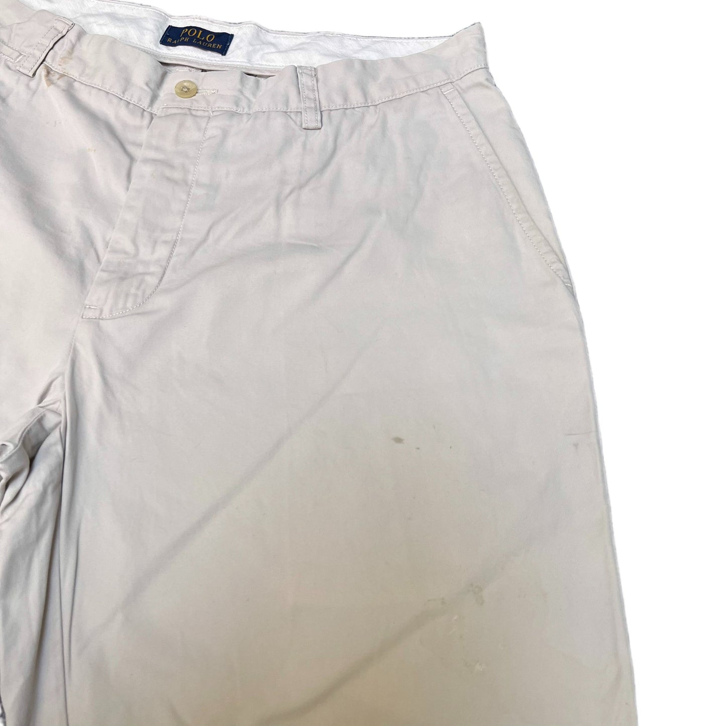 Polo Ralph Lauren Chino Shorts Fits as Mens X-Large 35" Waist Beige Flat Front