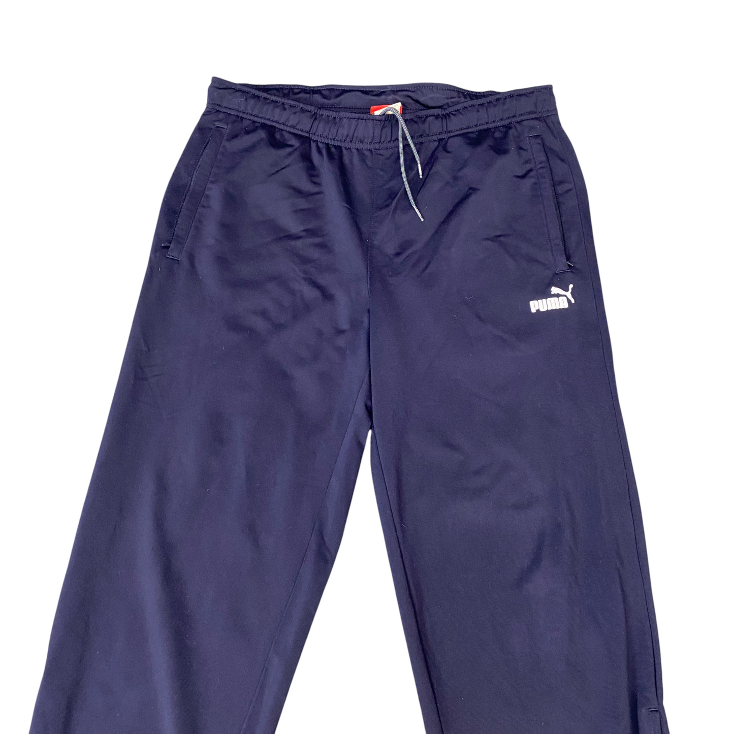 PUMA Track Pants Mens Medium Navy Training Running Drawstring Waist Tapered Leg