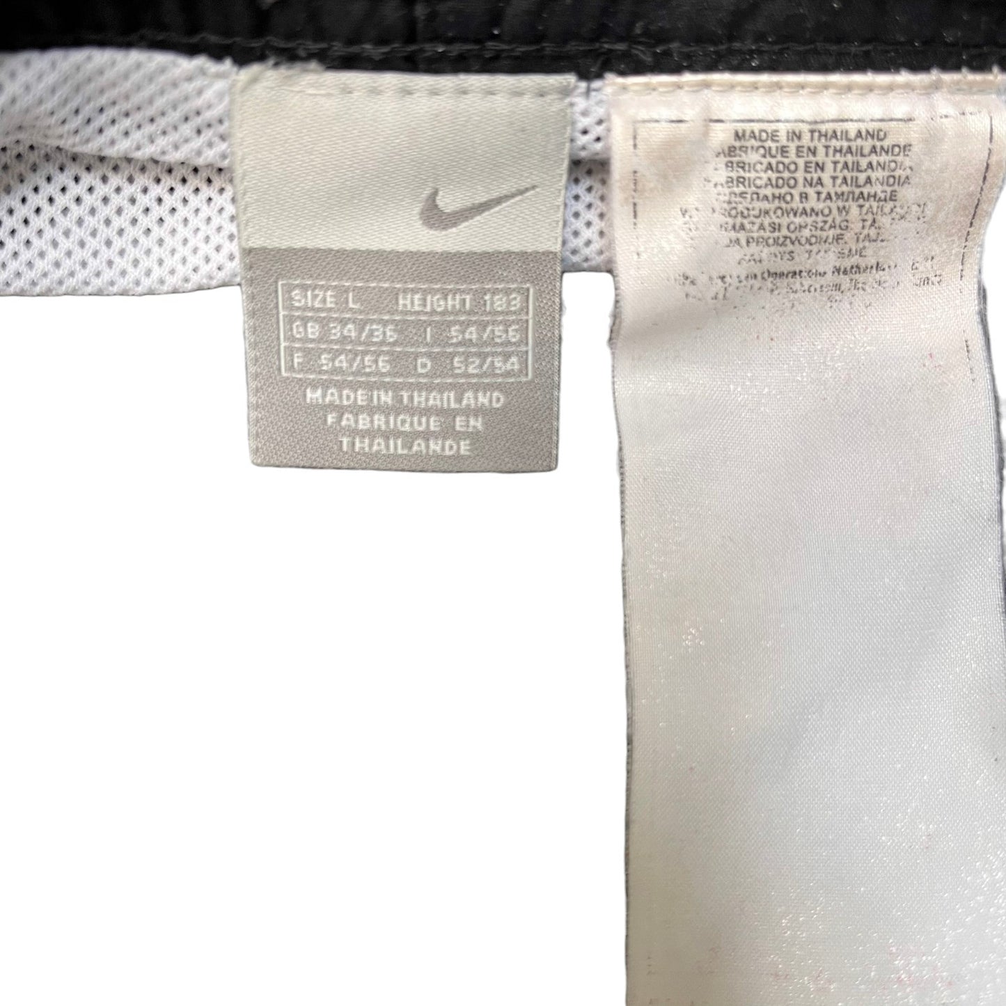 Nike Running Shorts Mens L 35" Waist Black Swoosh Logo Athletic Gym Drawstring