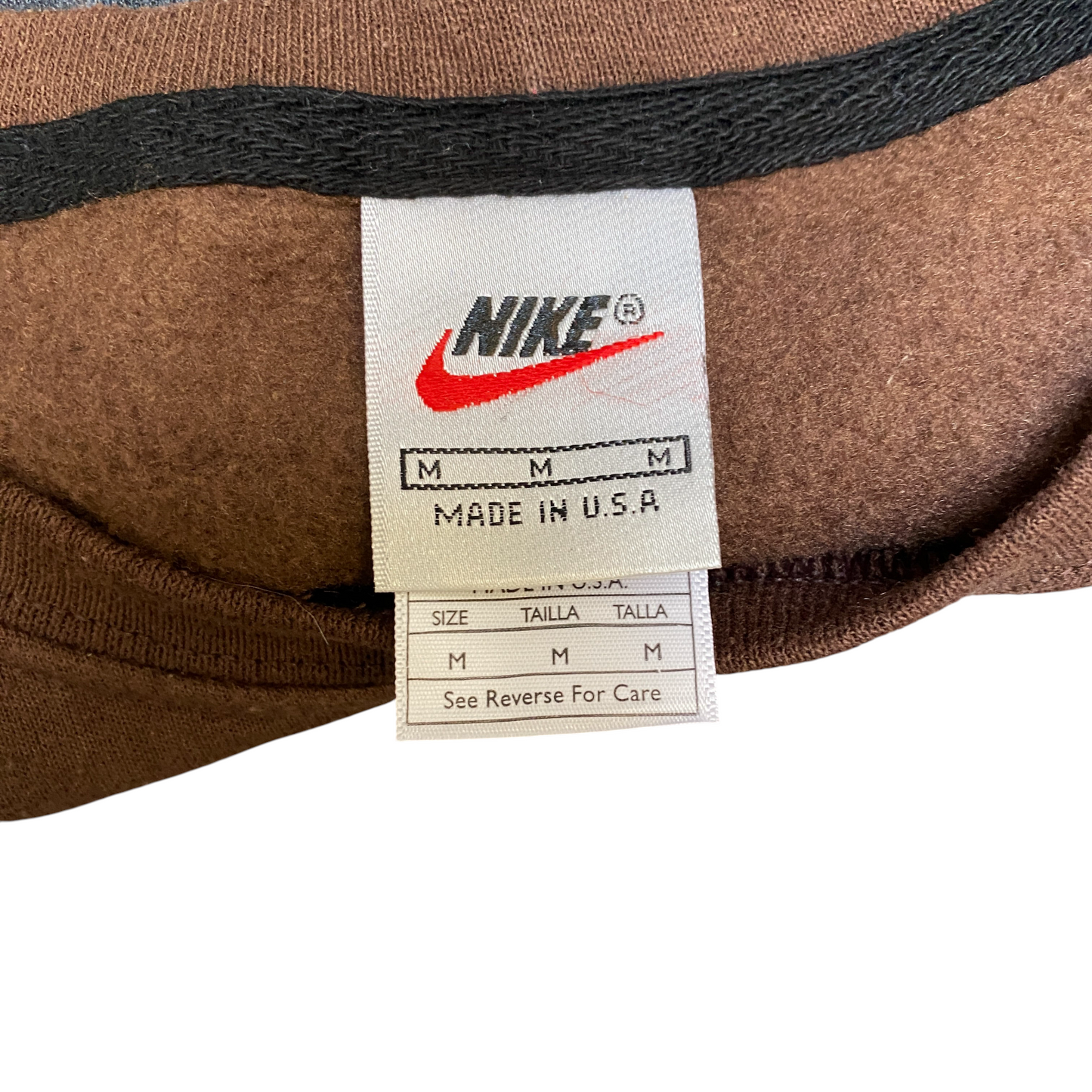 Nike Reworked Sweatshirt Mens M Grey Brown Embroidered Spellout Logo Vintage Y2K