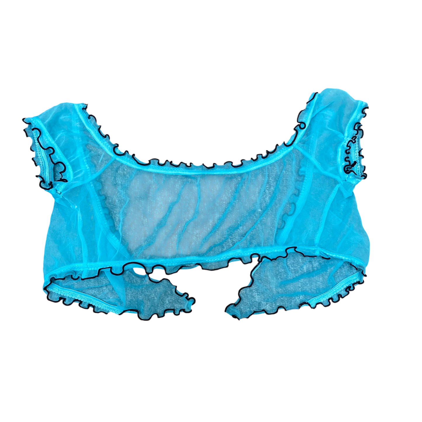 Cover Up Womens S Blue Sheer Swimwear Cropped Open Front Cap Sleeve Outdoor