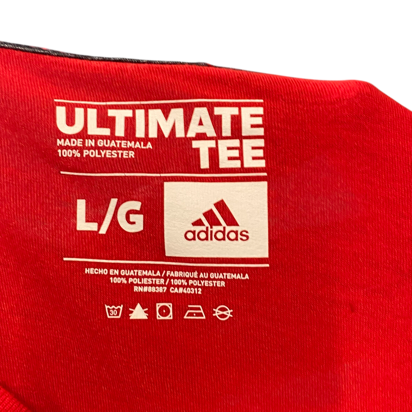 adidas Shirt Mens Large Red 3 Stripes Logo Short Sleeve Performance Ultimate Tee