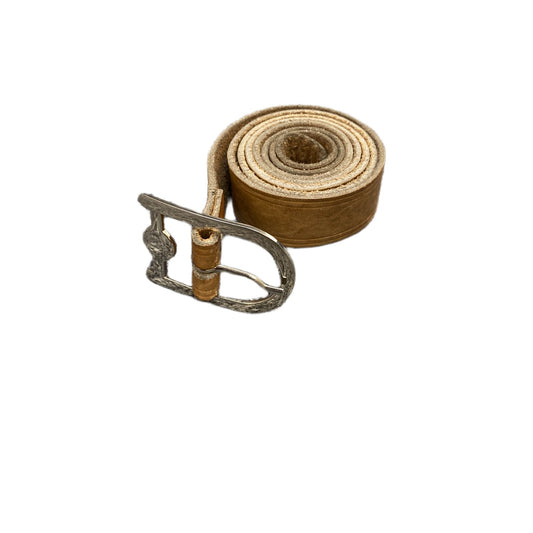 Waist Belt Mens Light Brown Leather Adjustable Silver Pin Buckle 39.5 Inches