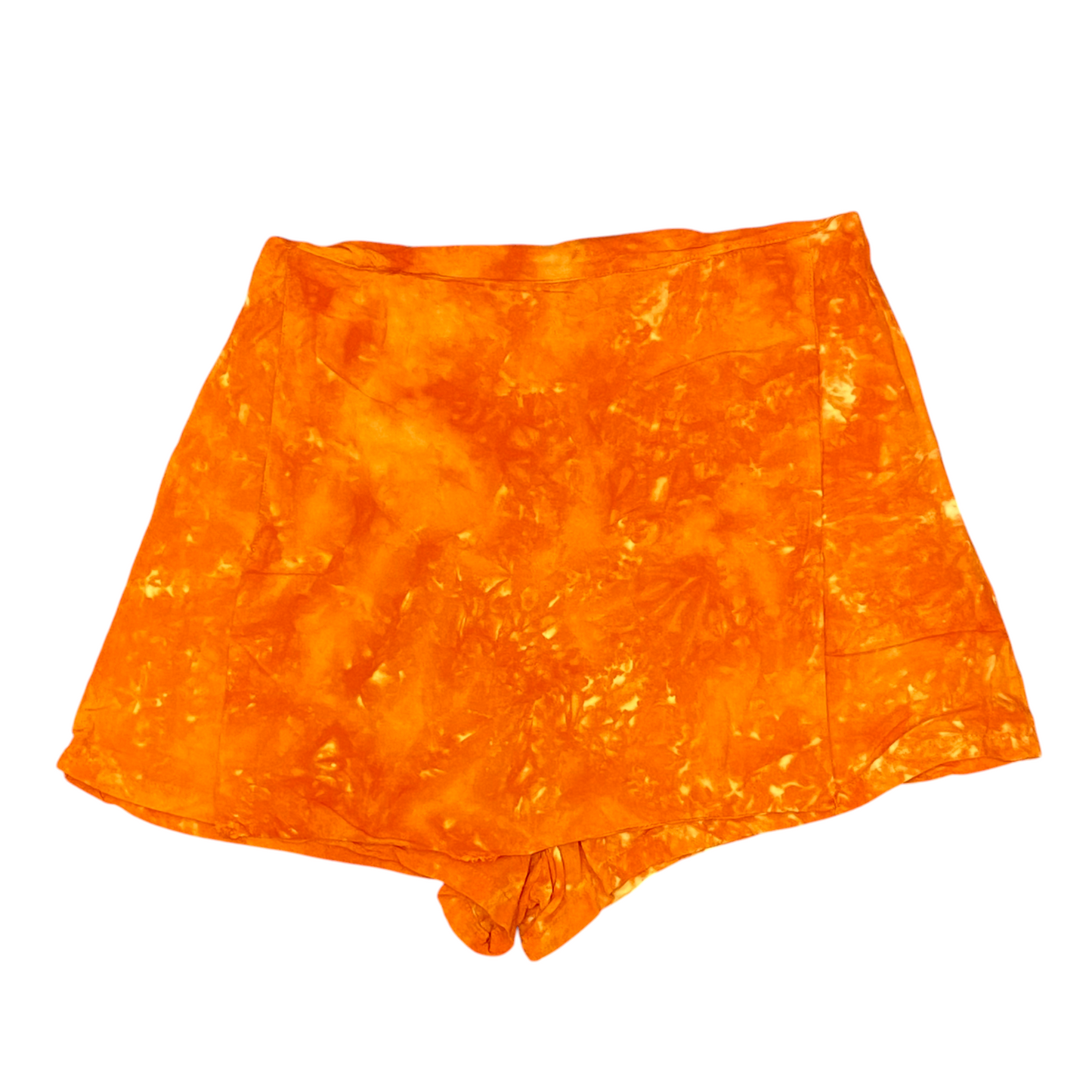 Palme Short Skirt M Orange Tie Dye Patch Pockets Casual Elastic Waist Pull On