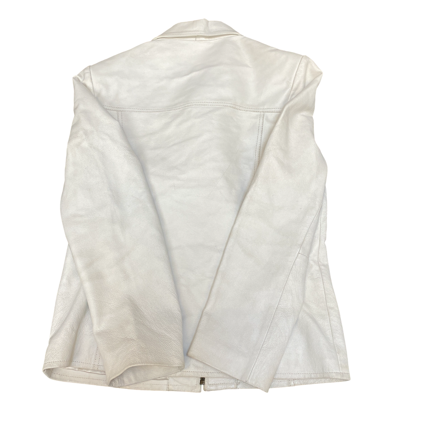 Calypso Leatherwear Blazer Jacket Womens Medium White Lined Collared Full Zip
