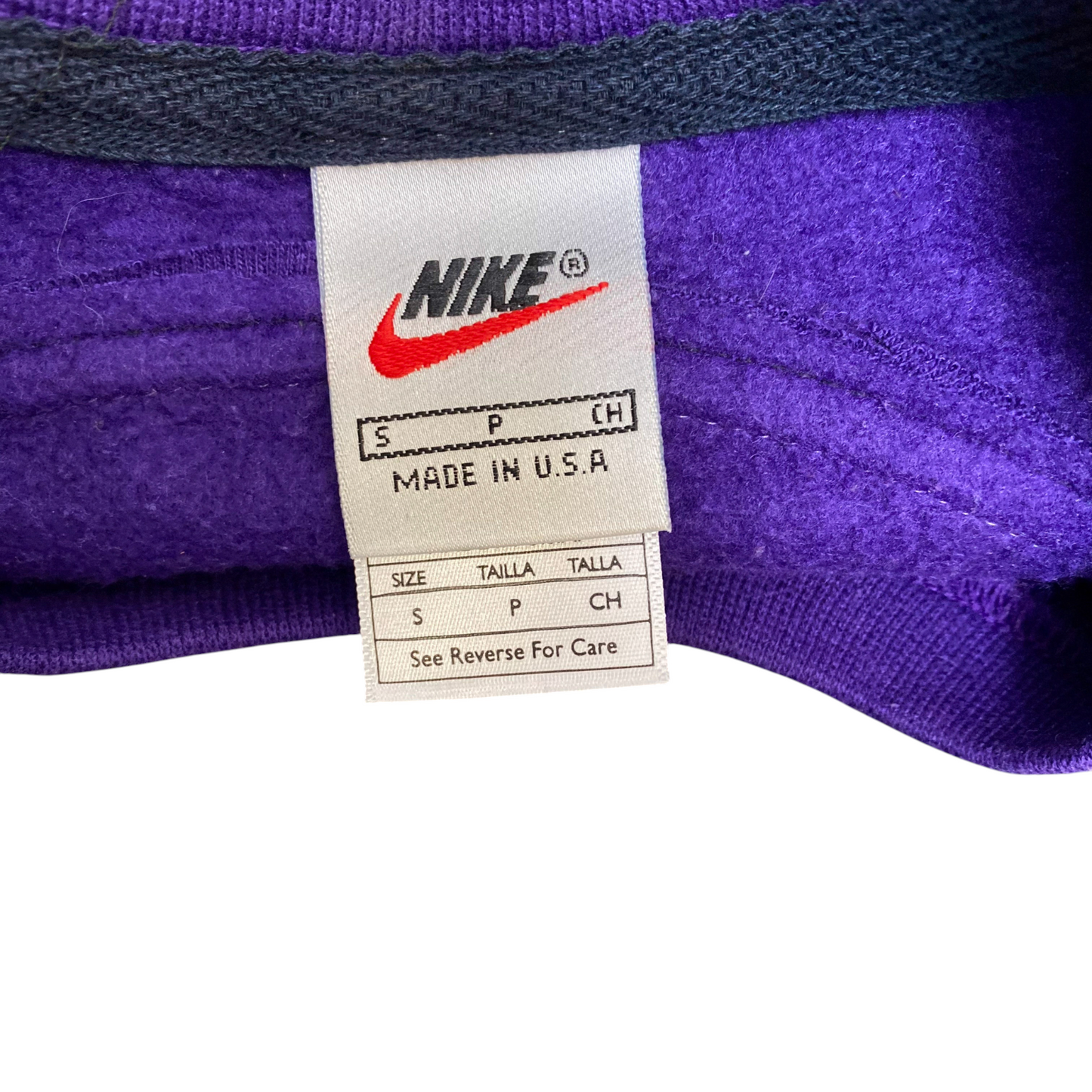 Nike Reworked Sweatshirt Mens Small Purple Grey Embroidered Spell Out Logo Y2K