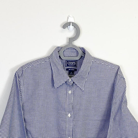 Chaps Shirt Mens Large Purple Check Collared Button Down