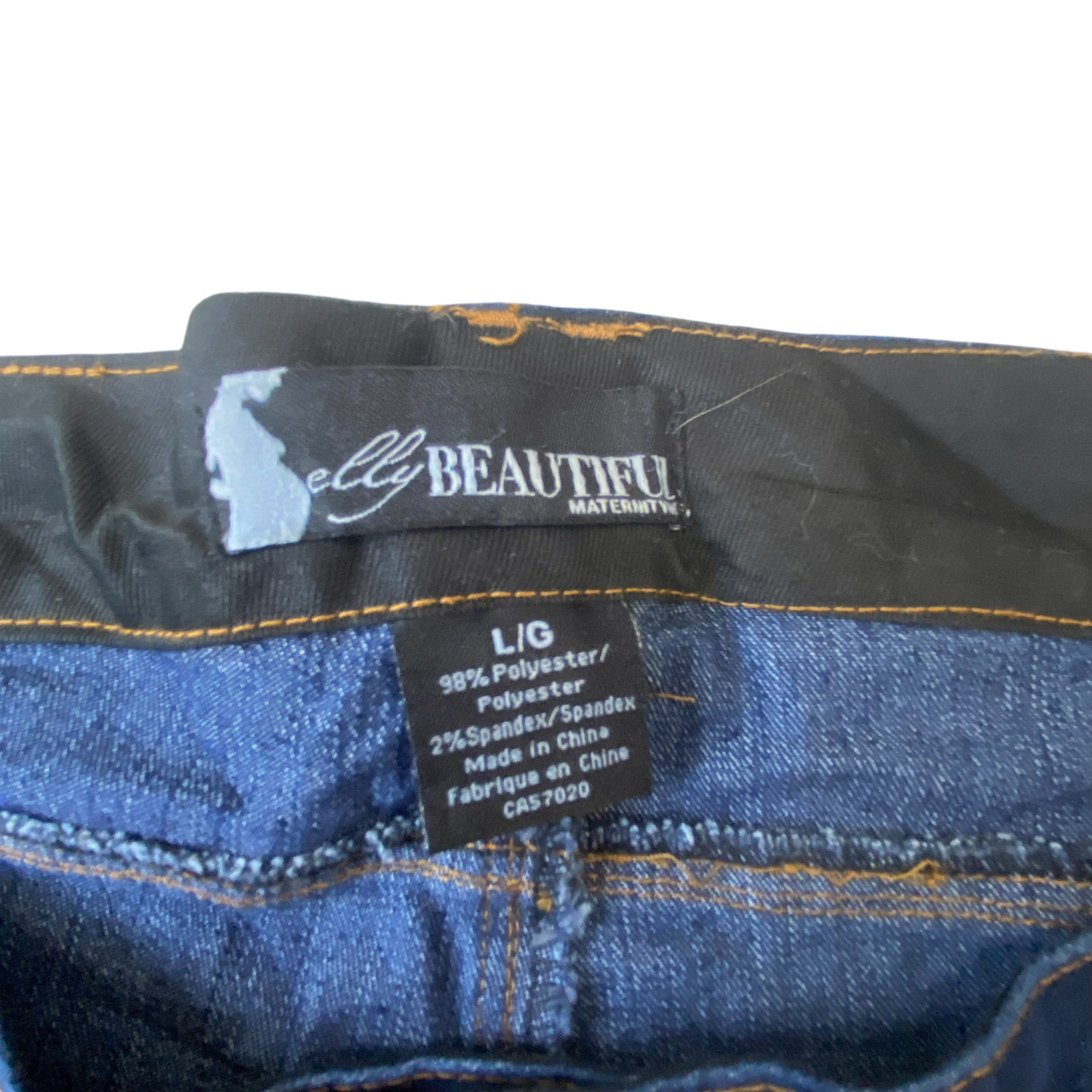 Belly Beautiful Maternity Jeans Womens Large W33 L32 Blue Denim Bootcut Stretch