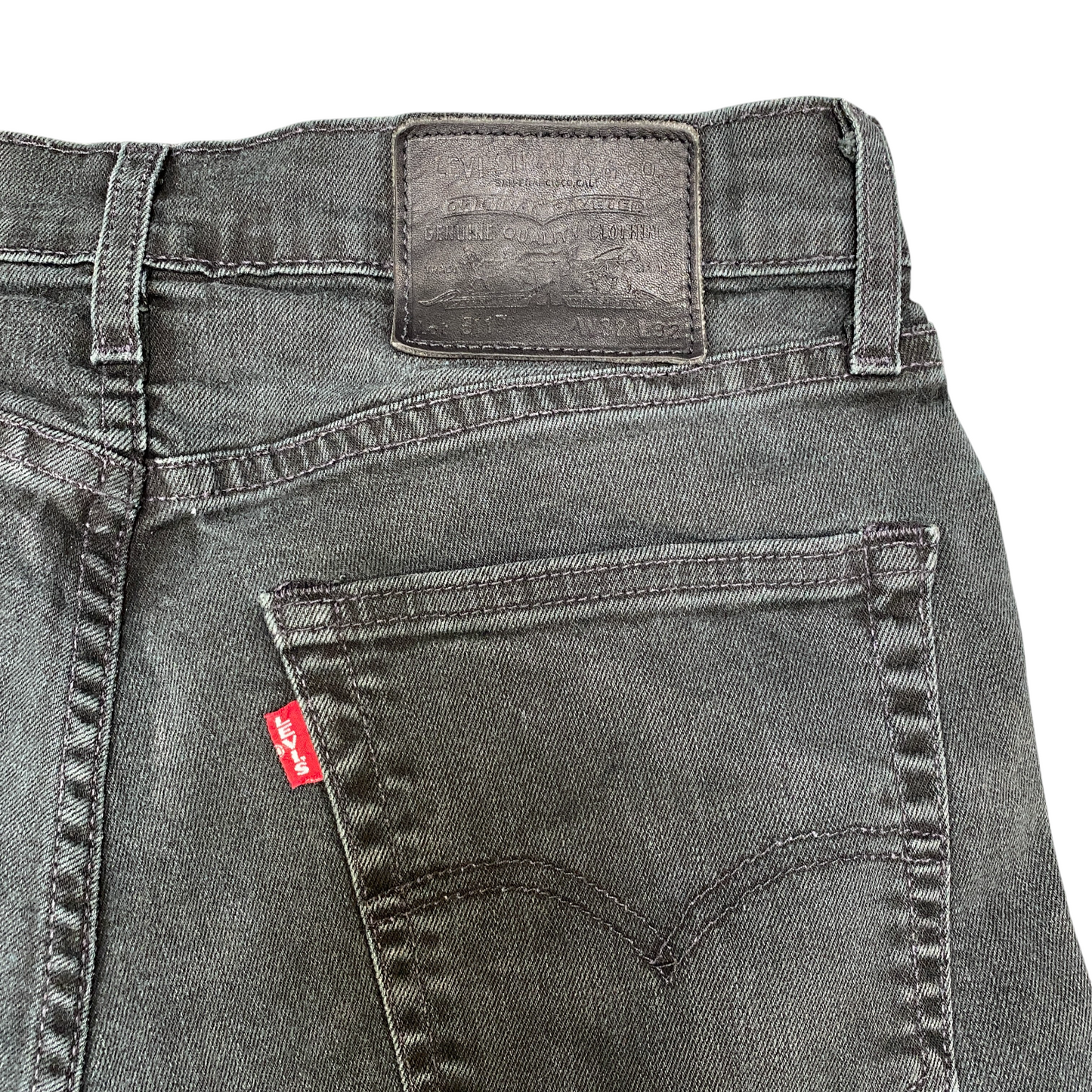 Levi's 511 Jeans Mens 31" Waist Black Denim Premium Stretch Red Tab Straight Leg