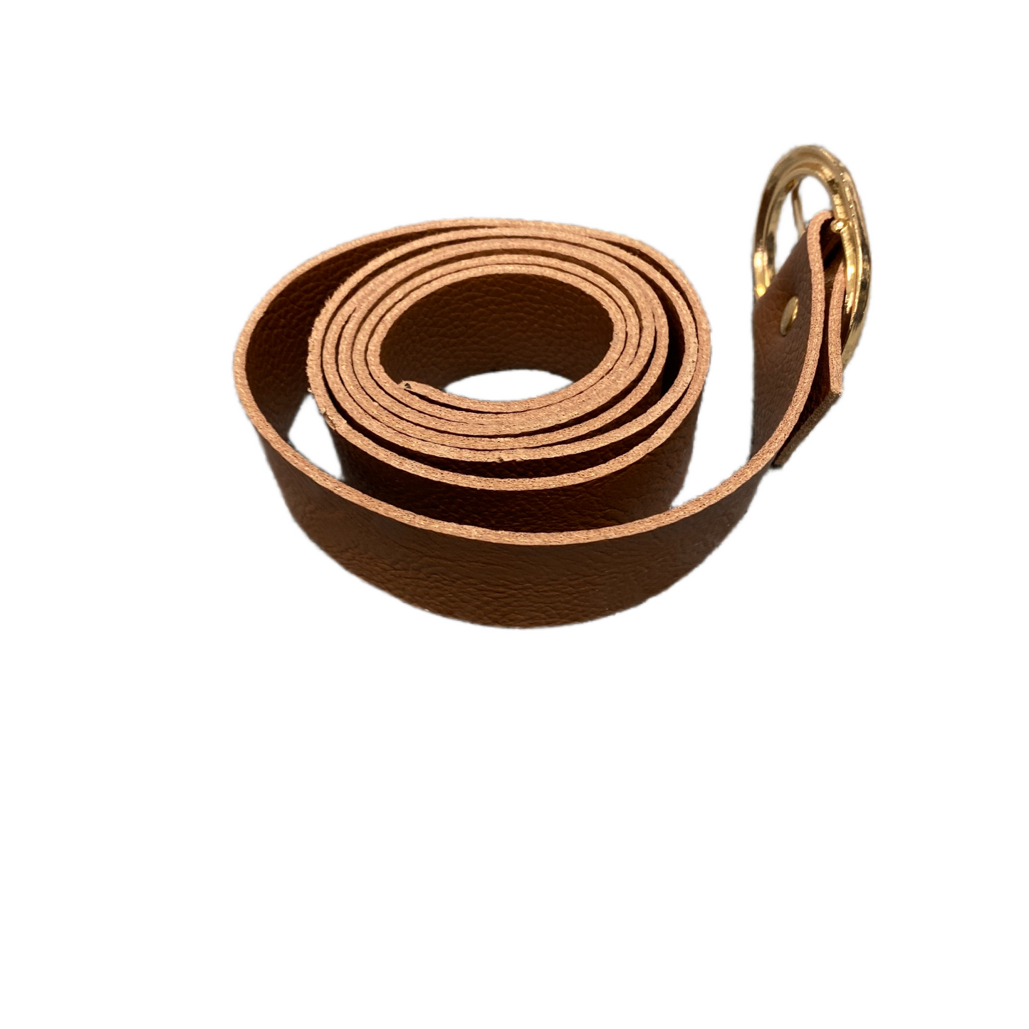 Waist Belt Mens Brown Leather Adjustable Gold Tone Oval Buckle 38.5 inches