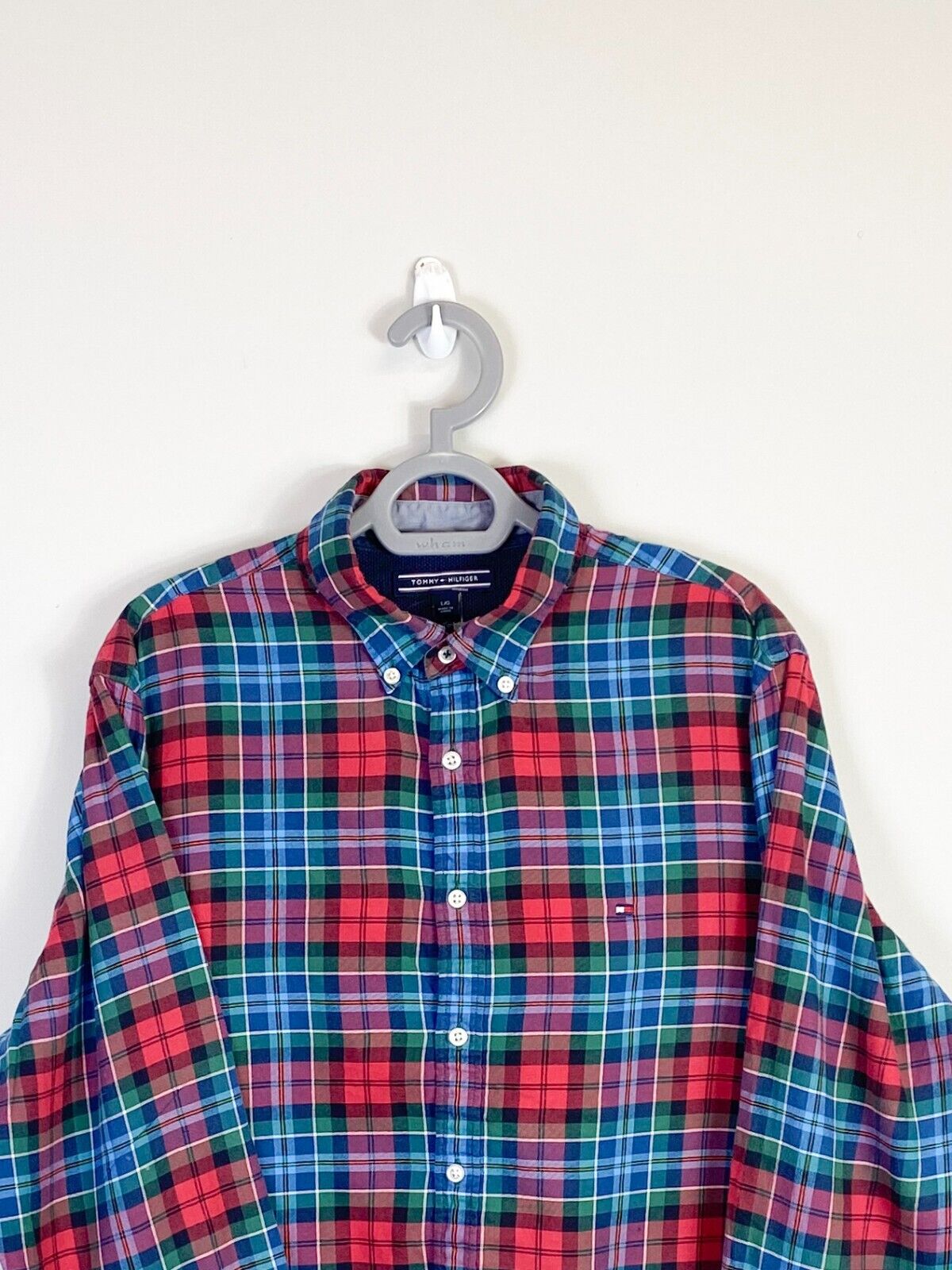 Tommy Hilfiger Shirt Mens Large Multicolour Plaid Casual Long Sleeve Button Down