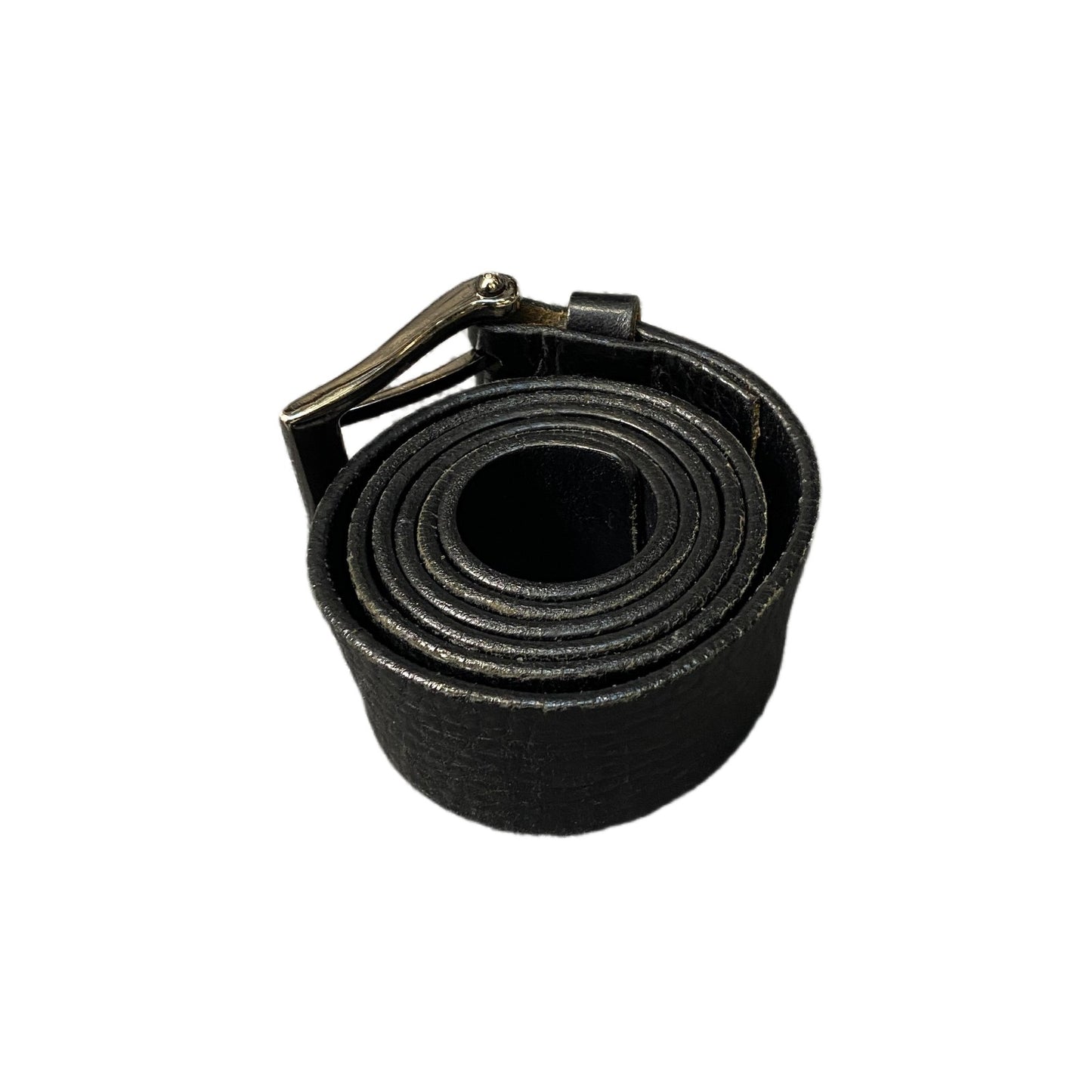 Projek Raw Waist Belt Mens Black Genuine Leather Double Prong Buckle 46.5 Inches
