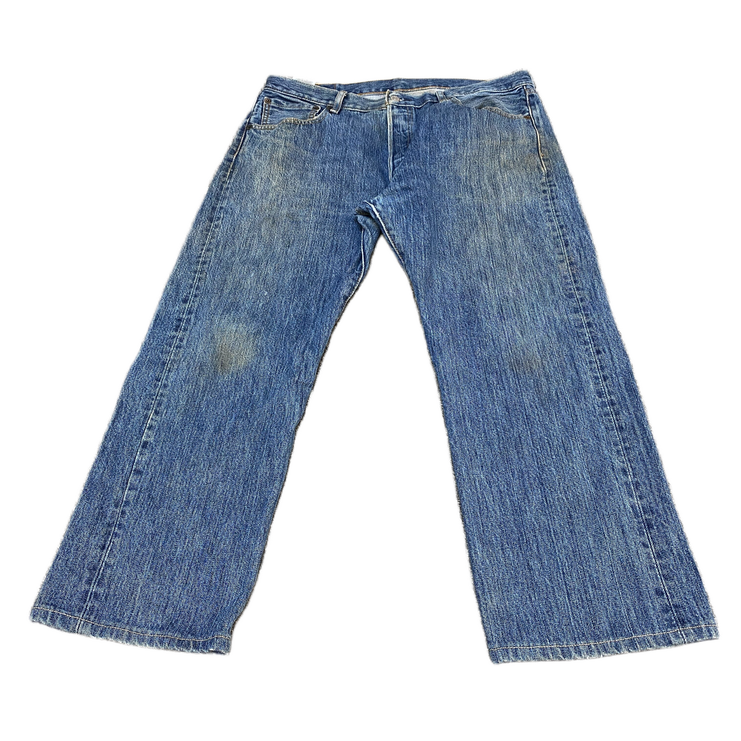 Levi's Jeans Fits as Mens 35" Waist Blue Denim Medium Wash Red Tab Straight Leg