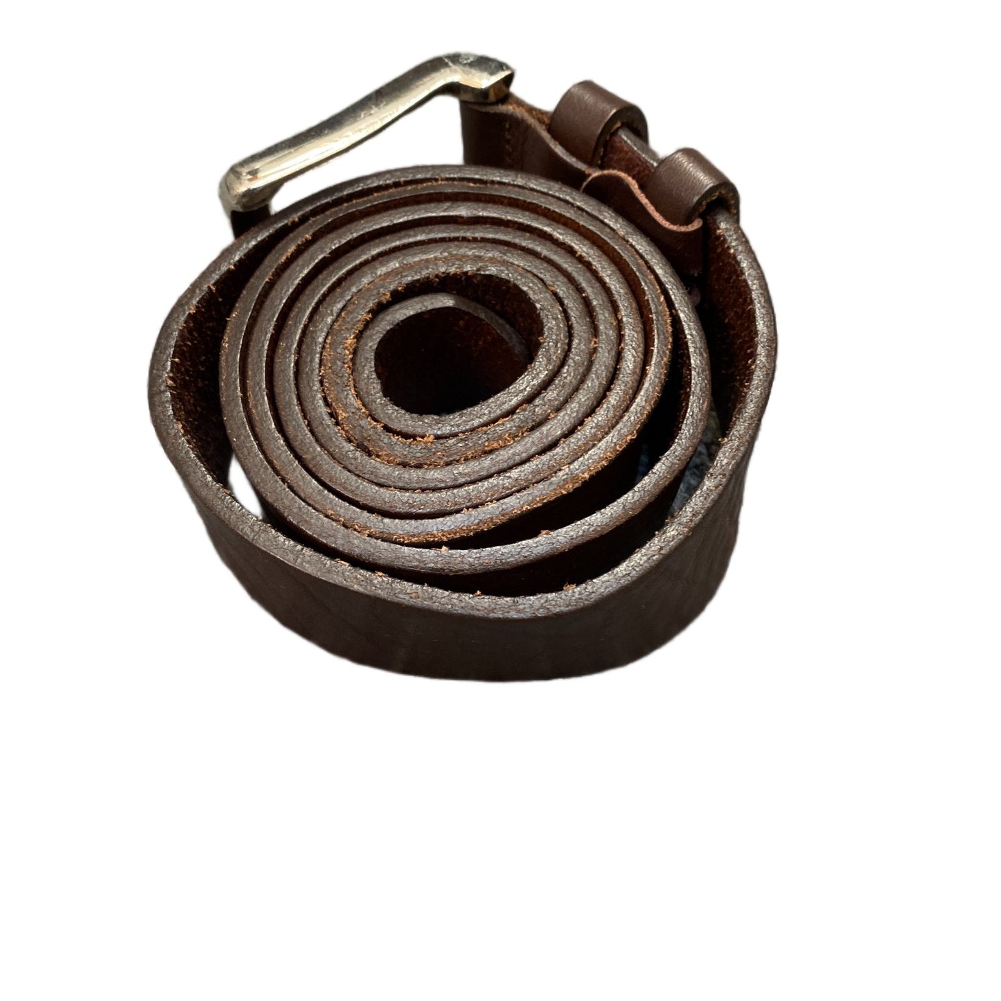 Vera Pelle Waist Belt Men Brown Leather Adjustable Silver Pin Buckle 48.5 inches