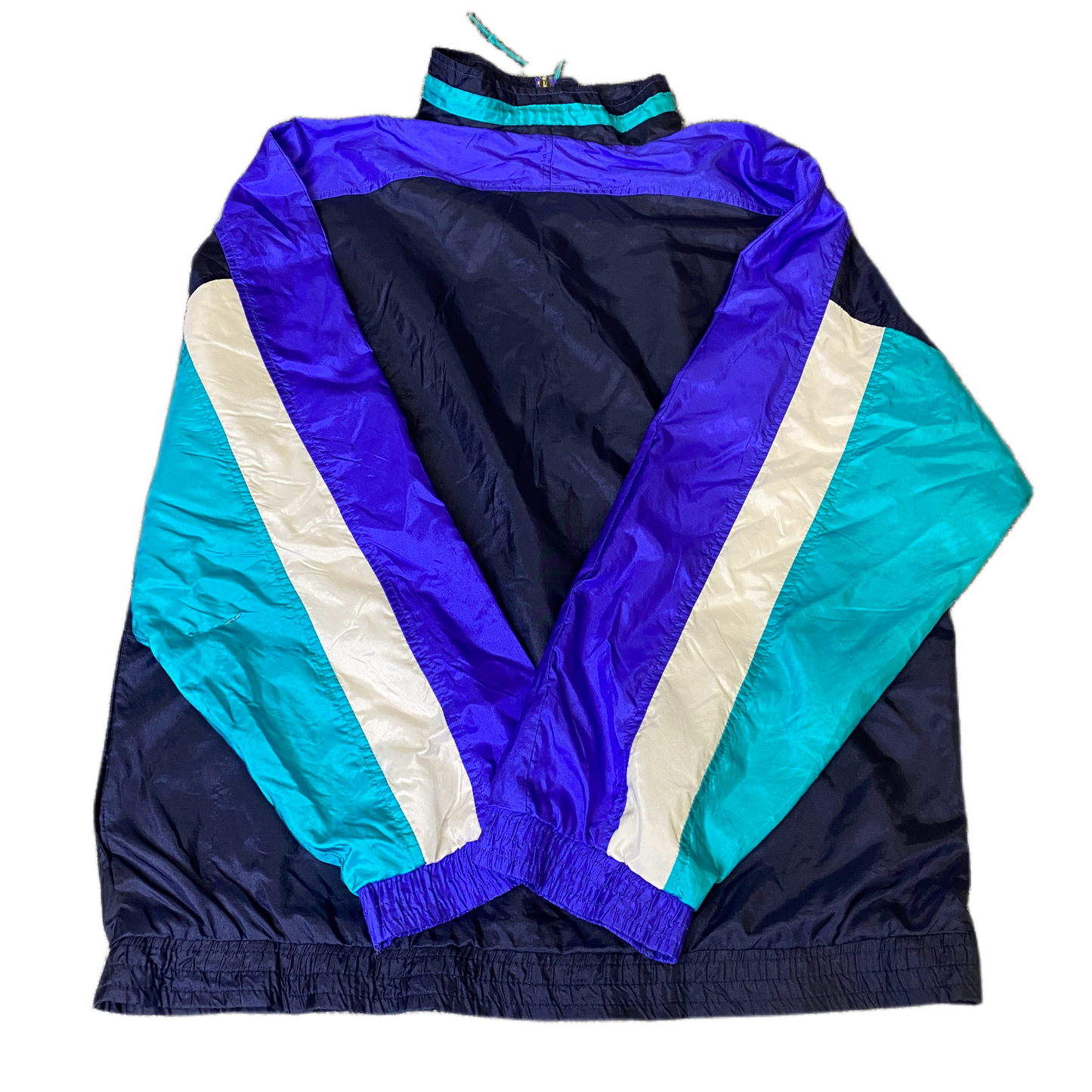 Vtg 90s Leopard Windbreaker Jacket Mens L Multi Colorblock Long Sleeve Full Zip