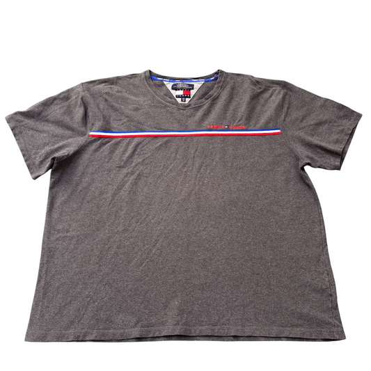 Tommy Jeans T Shirt Mens XXL Grey Flag Stripe Short Sleeve Crewneck Pullover Tee