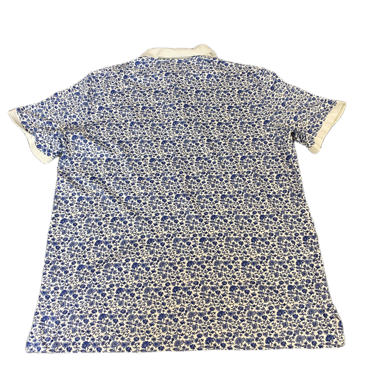 Ralph Lauren Polo Shirt Men S White Blue Floral Classic Fit Short Sleeve Popover