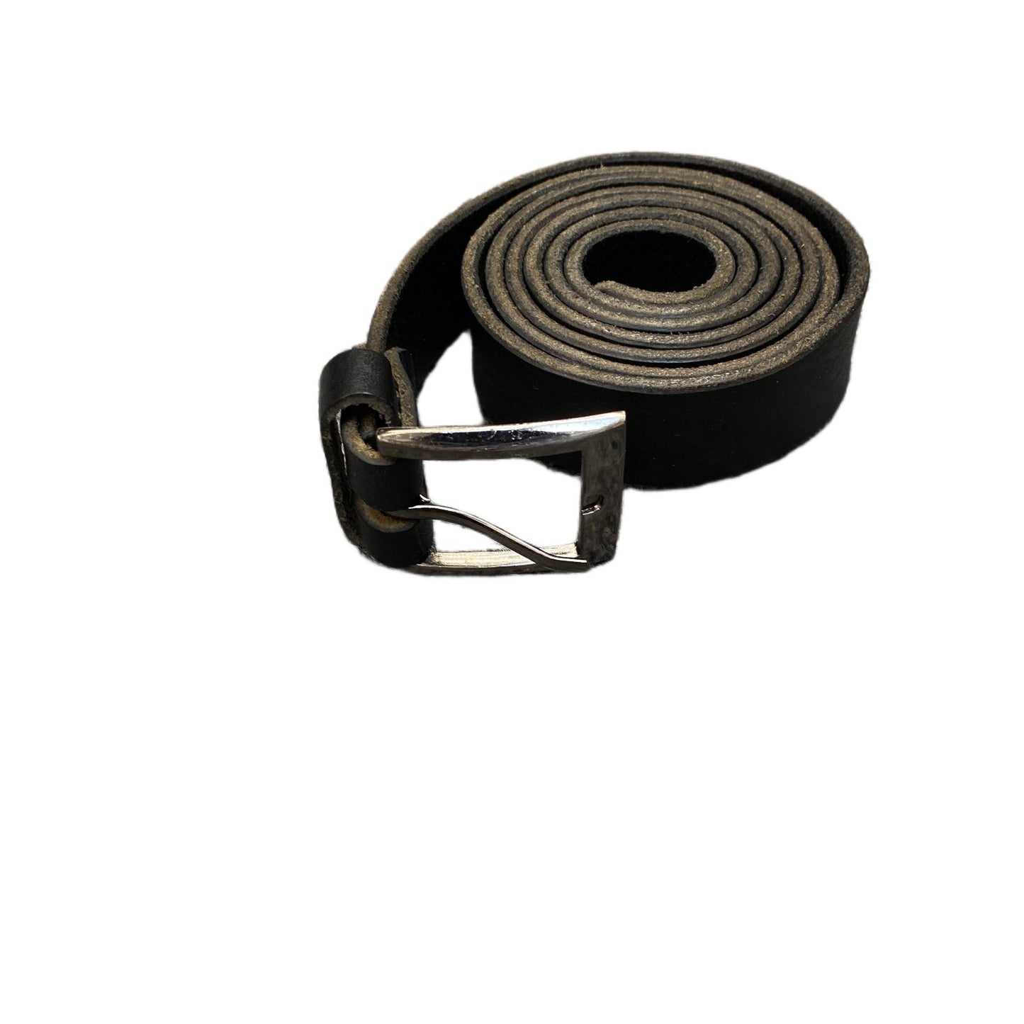 Waist Belt Mens Black Leather Adjustable Classic Silver Pin Buckle 46 inches