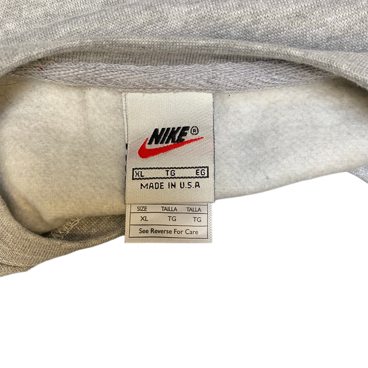 Nike Reworked Sweatshirt Men XL Grey Comfy Embroidered Spellout Logo Vintage Y2K