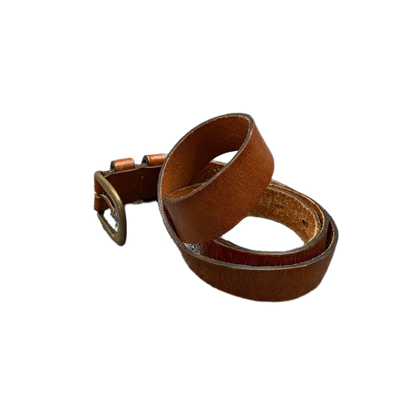 Waist Belt Mens Brown Leather Adjustable Classic Brass Pin Buckle 43 Inches