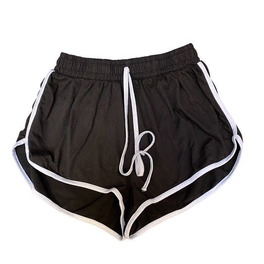 Running Sprinter Shorts Womens Medium Black Athletic Gym Training Dolphin Hem