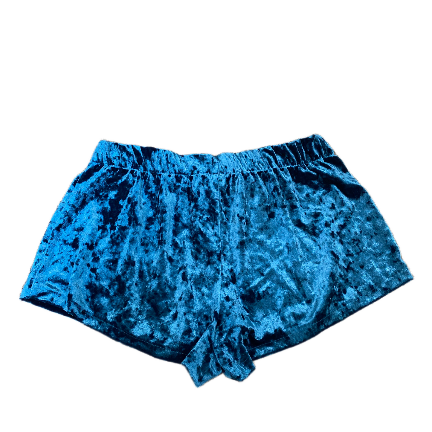 Running Sprinter Shorts Womens M 28" Waist Blue Velvet Gym Workout Dolphin Hem