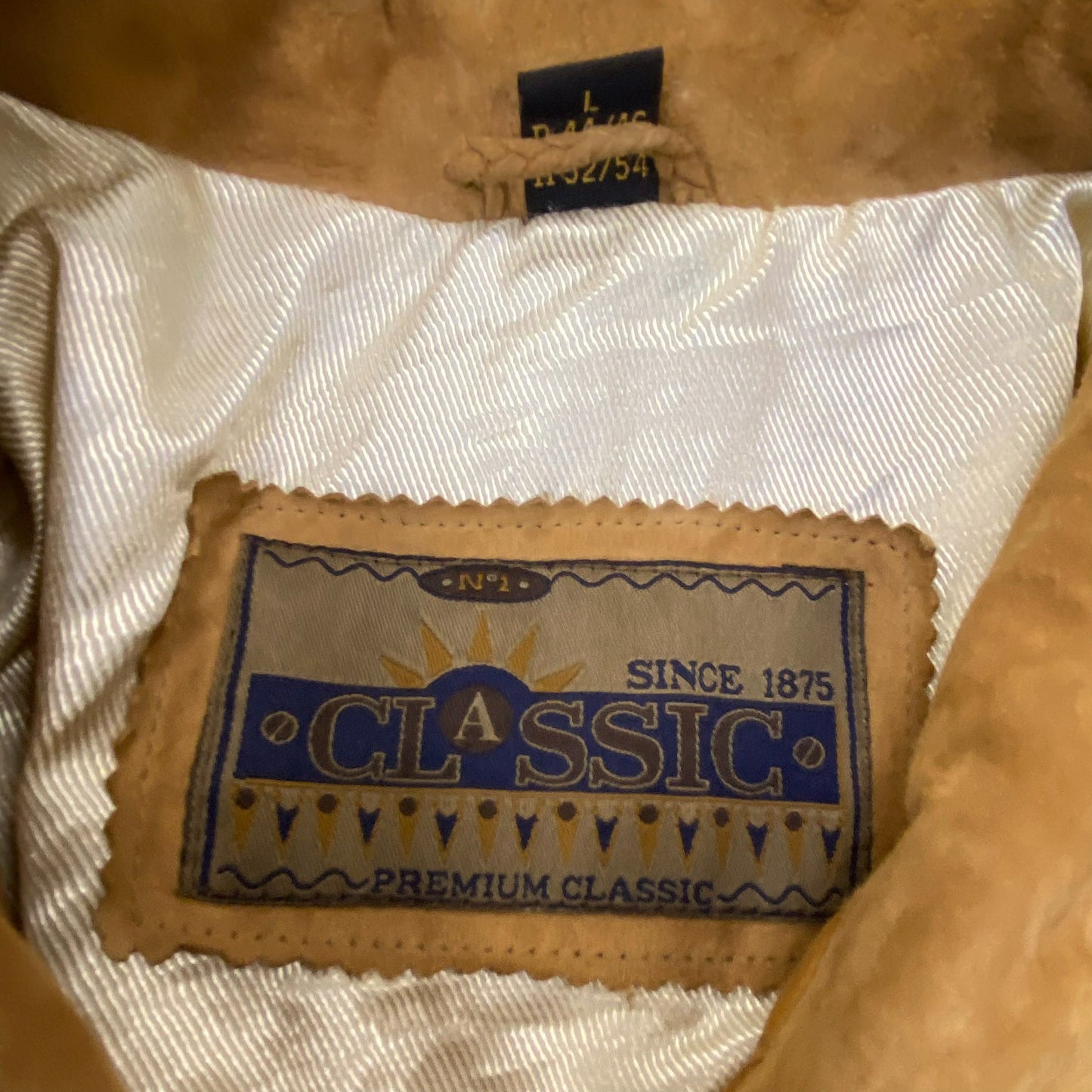 Classic Bomber Jacket Mens Large Brown Suede Leather Long Sleeve Button Front