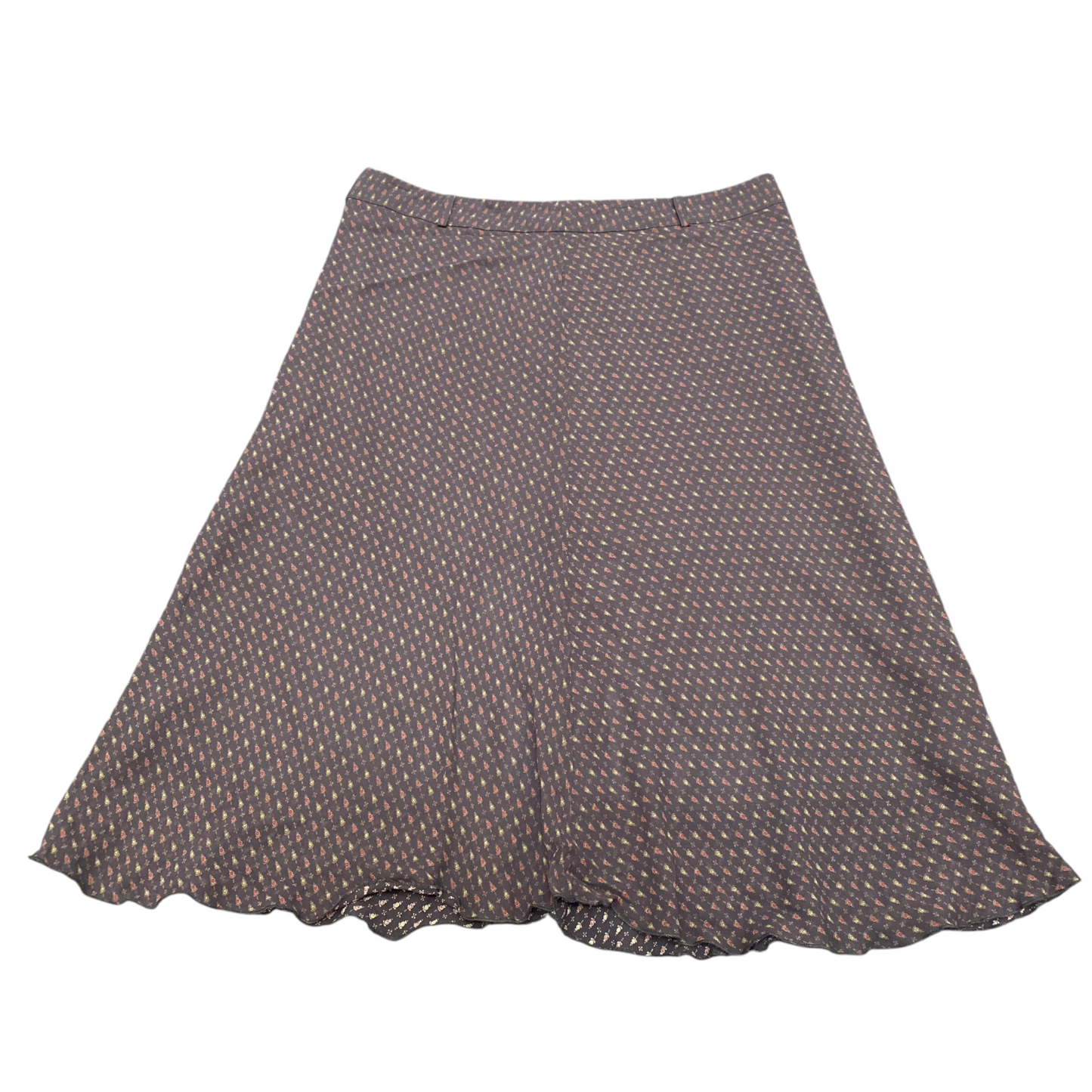OPUS Fit & Flare Skirt Women's XS Brown Floral Print Lined Flat Front Back Zip