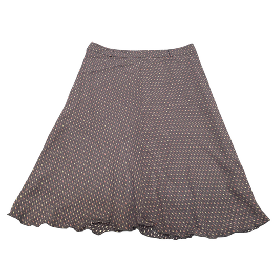 OPUS Fit & Flare Skirt Women's XS Brown Floral Print Lined Flat Front Back Zip
