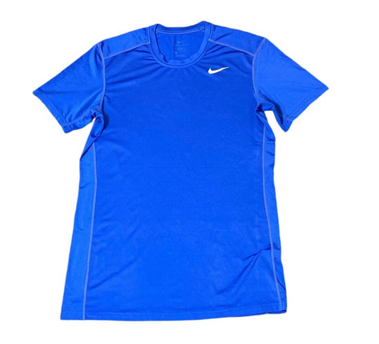 Nike Activewear Shirt Men's Small Blue Fitted Dri Fit Stretch Classic Crew Neck