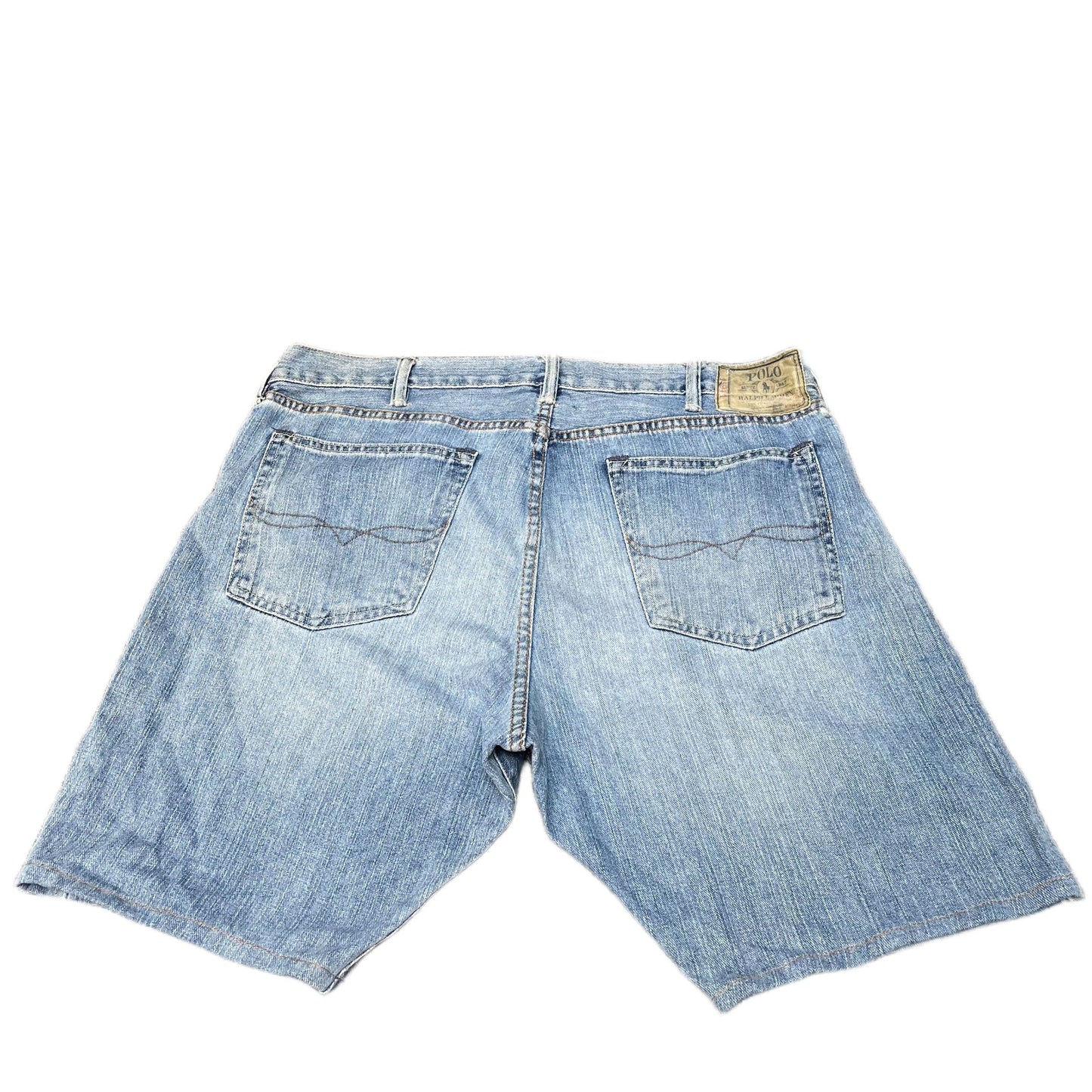 Polo Ralph Lauren Jean Shorts Fits as Mens XL 37" Waist Blue Denim Light Wash