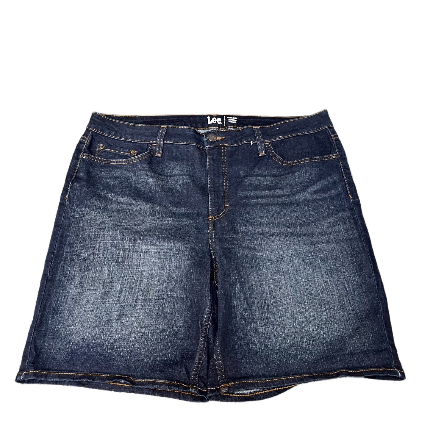 Lee Bermuda Shorts Fits as Womens 2XL 38" Waist Blue Denim Mid Rise Regular Fit