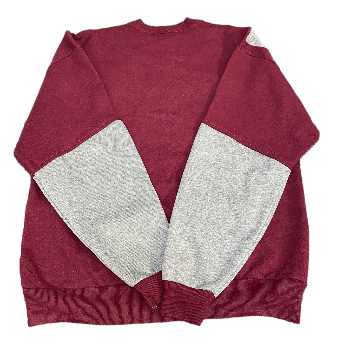 Nike Reworked Sweatshirt Mens M Grey Burgundy Embroidered Spellout Logo Vtg Y2K