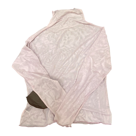 Blouse Top Womens S Pink Mesh Casual Long Sleeve Turtle Neck Pullover Outdoor