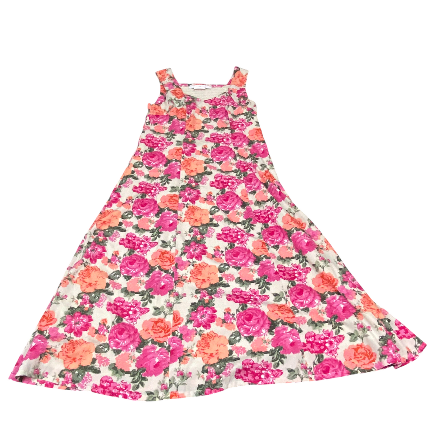 Laurel Kent A-Line Dress Womens S Multi Floral Wide Strap Smocked Back Pullover