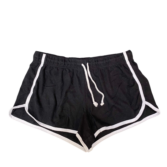 Lounge Life Shorts Womens Large Black Gym Drawstring Elastic Waist Dolphin Hem