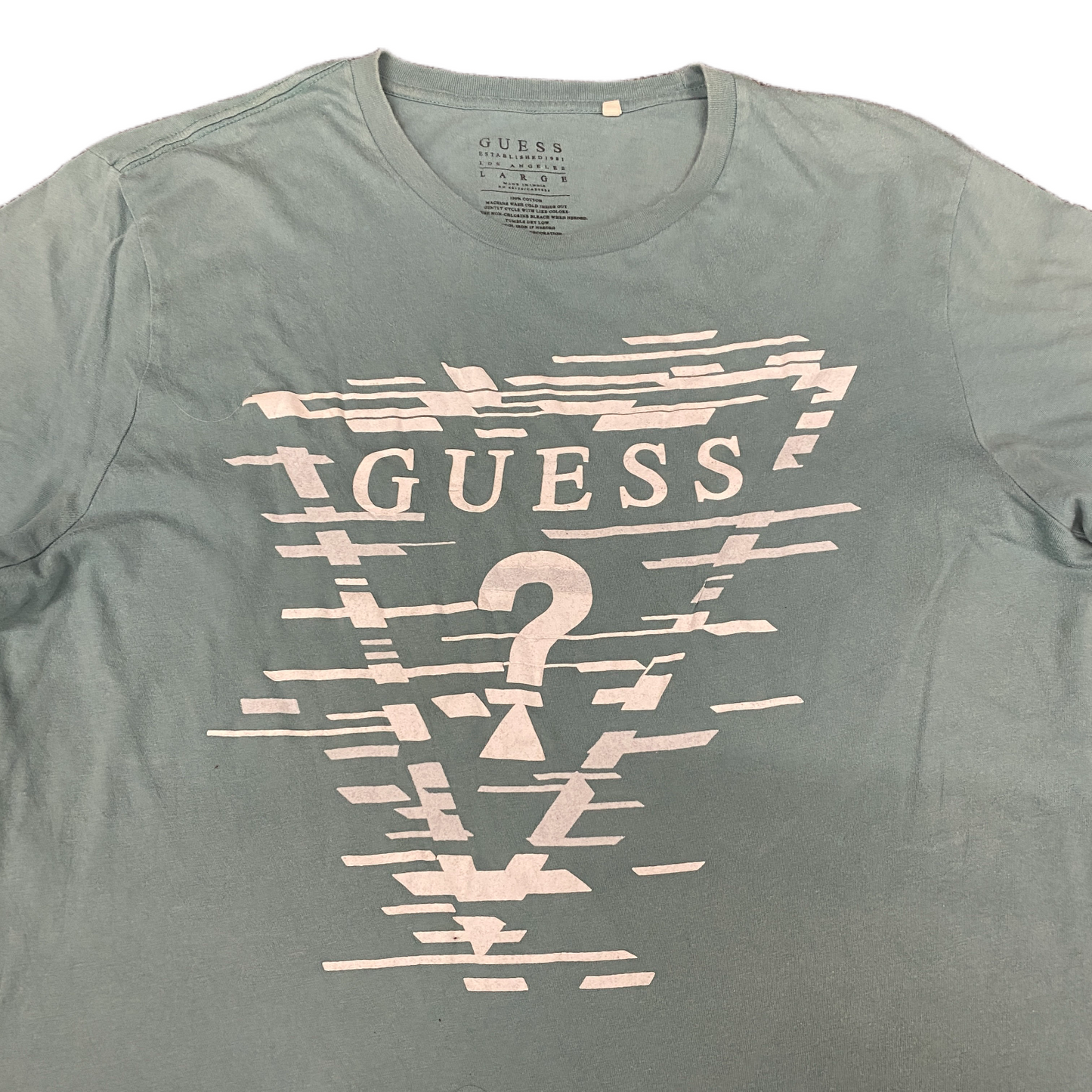 Guess T-Shirt Womens Large Grey White Graphic Print Short Sleeve Crew Neck