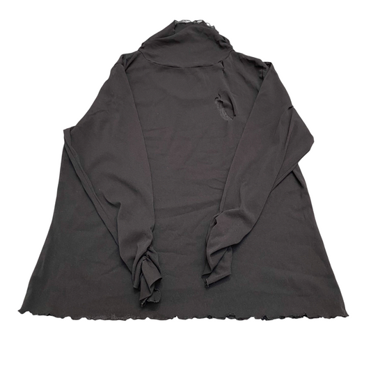 Womens Blouse Top M Black Solid Long Sleeve Oversized Turtle Neck Pullover