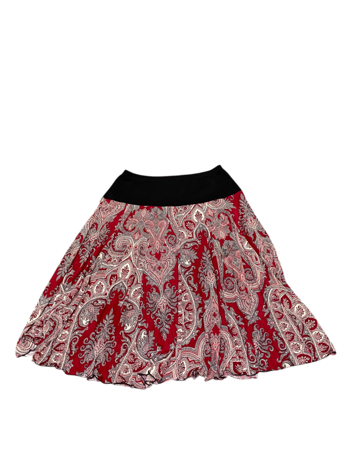 Grace Mini A Line Skirt Womens L Red Black Paisley Print Lined High Waisted