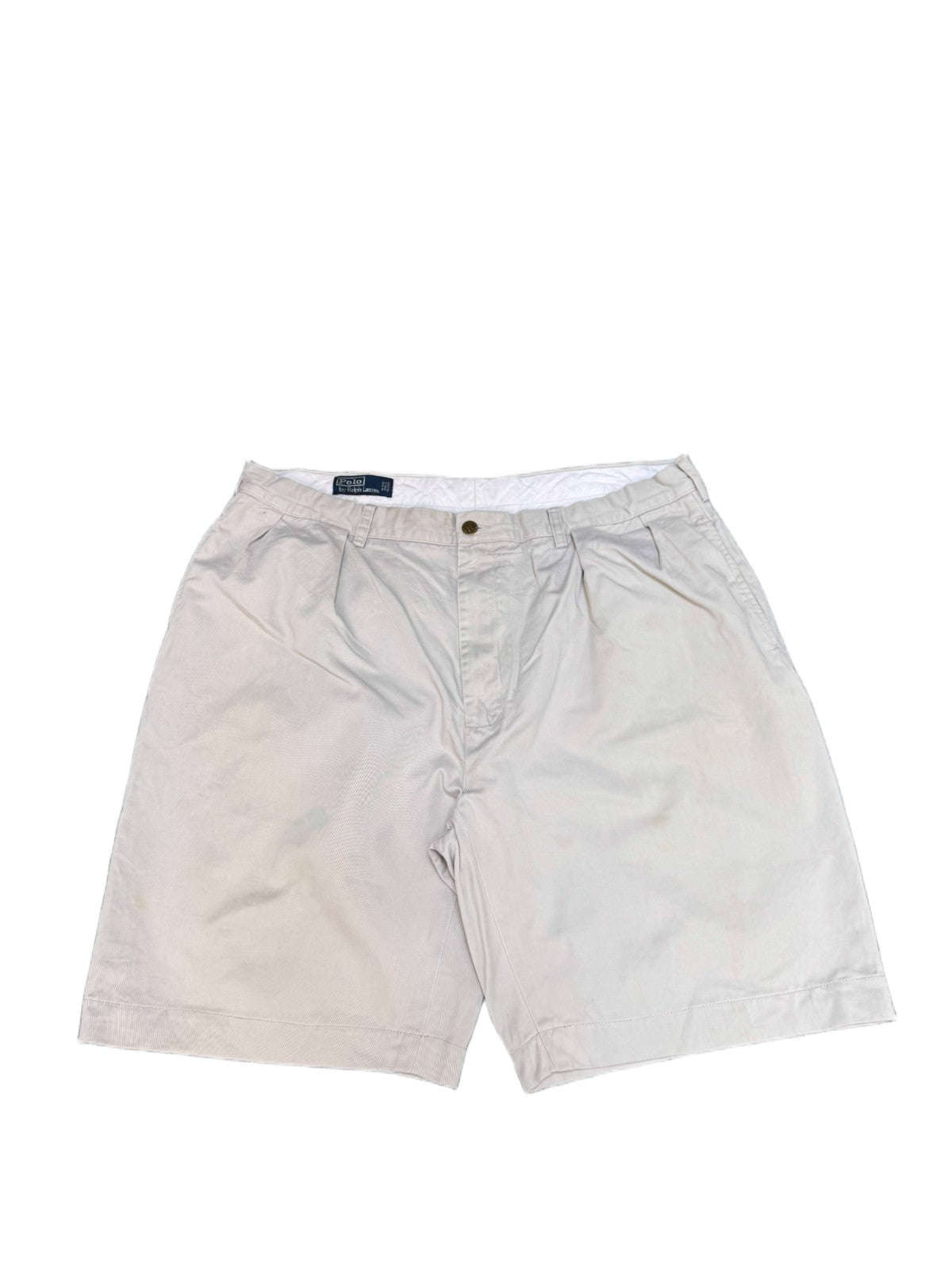 Polo Ralph Lauren Classic Chino Shorts Fits as Mens 2XL 40" Waist Beige Pleated