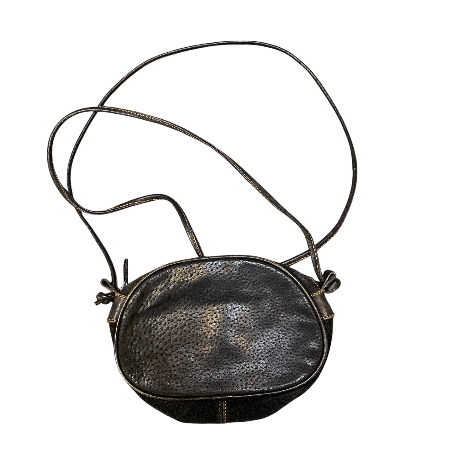 Papillon Crossbody Bag Womens Dark Brown Leather Classic Thin Strap Zip Closure